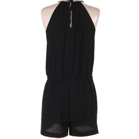 LOFT Black Halter Eyelet Neck with Tie Waist Romper Size M - Picture 2 of 15